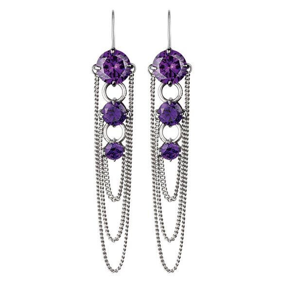Dyrberg/Kern Melance Purple Cubic Zirconia Chandelier french hook earrings - Picture 1 of 5